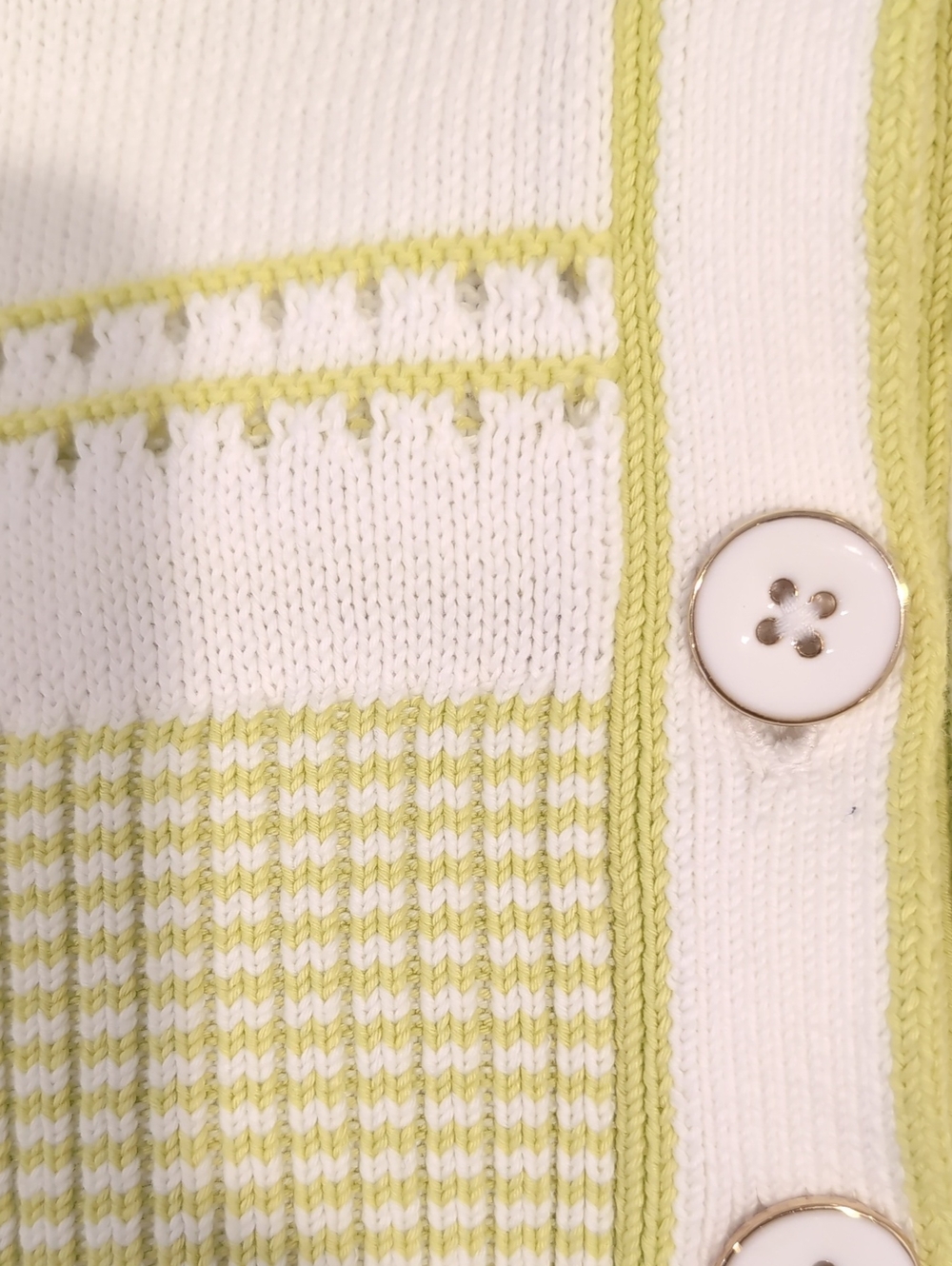 Talbots V-Neck Girlfriend Long Sleeve Lime/White Cardigan L nwt - Picture 9 of 11